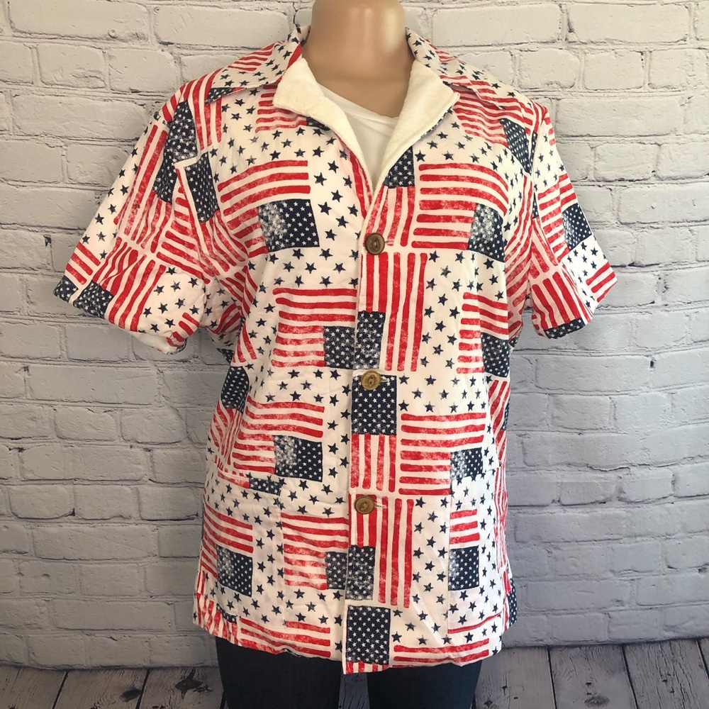 Chubbies The Nutter Terry Cloth Lined Button Up short Sleeve Shirt Size Small